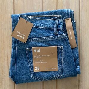 Reformation Val 90s Mid Rise Straight Jeans | rigid denim NWT